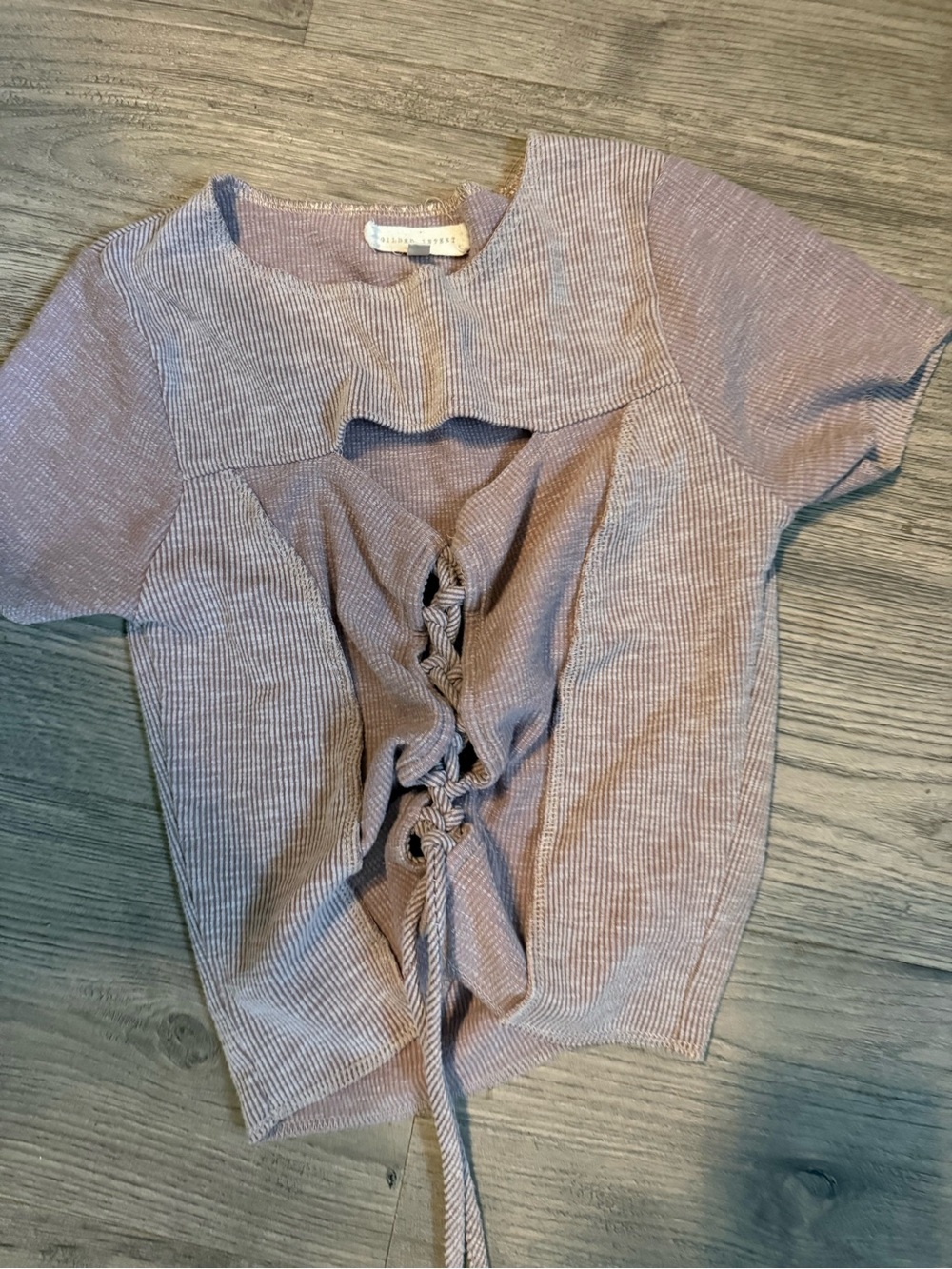 Gilded Intent Lavender Lace-Up Ribbed Crop Top